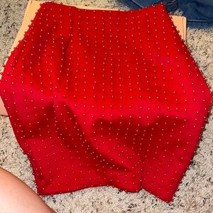 oh polly red mini skirt
